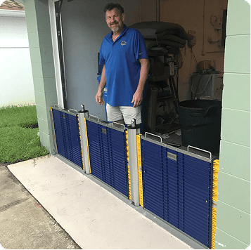 Flood barrier installed